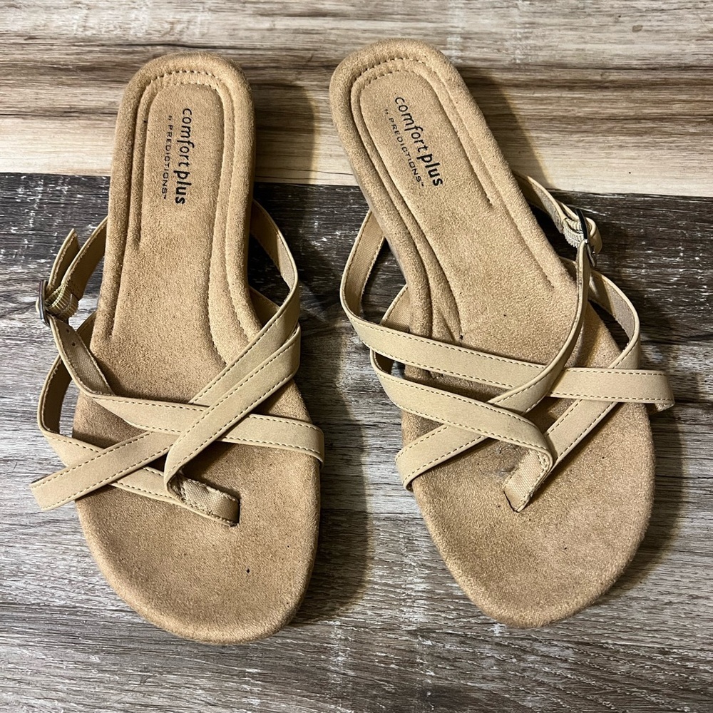 Comfort Plus by Predictions Beige Strappy Sandals